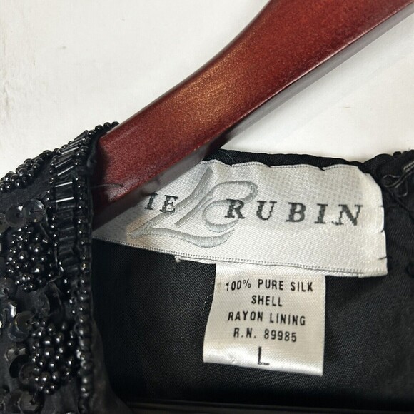 Lillie Rubin size Large Black Beaded Evening Cocktail Dress Women's 100% Silk - Picture 6 of 6